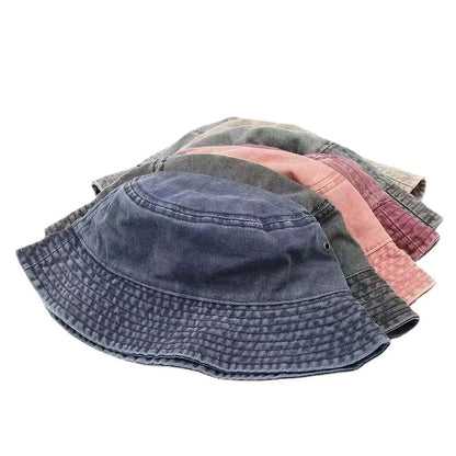 Washed Denim Bucket Hat Women Fisherman's Hat Bucket Hat Unisex Bob Caps Hip Hop Gorros