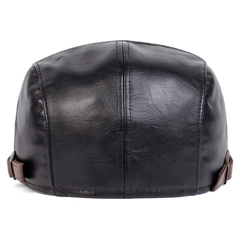 Men Retro Pu Leather Newsboy Caps Painters Hats