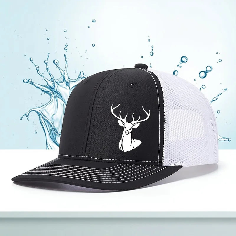 White Deer Head Printed Baseball Cap for Men and Women