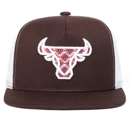 Unisex Ox Head Embroidery Hip Hop Net Hats Spring Summer Outdoor Adjustable Casual Sunscreen Hat Cap