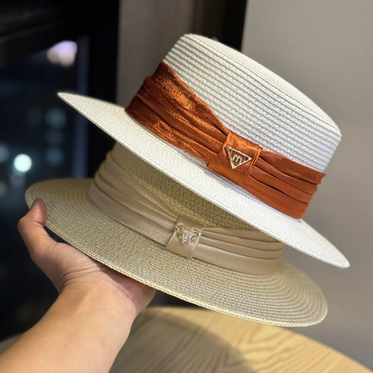 2026 French Style Flat Top Straw Sun Hat