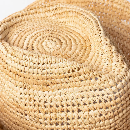Hand-Woven Crochet Raffia Cowboy Hat