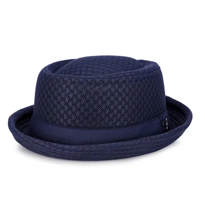 New Breathable Hat England Mesh Flat Straw Hat Retro England Jazz Foldable Sun Hats