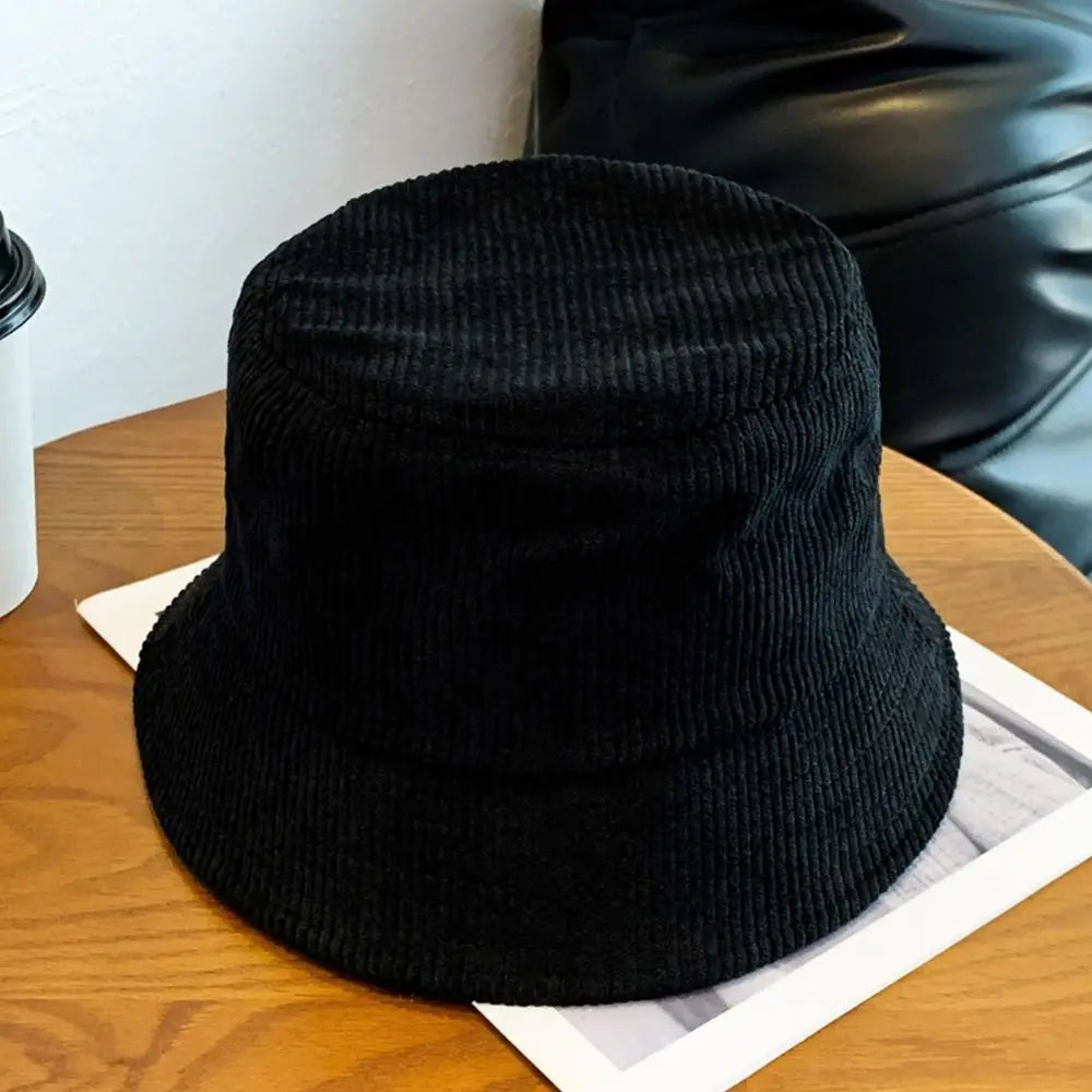 Outdoor Corduroy Bucket Hat Warm Plush Panama Hat Soft Winter Fisherman Cap Men Women