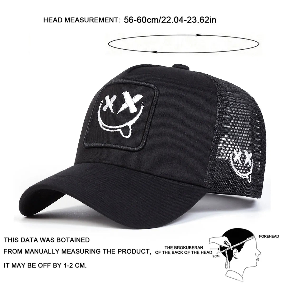 Unisex XX Smiling Face Embroidery Baseball Net Caps Spring And Summer Outdoor