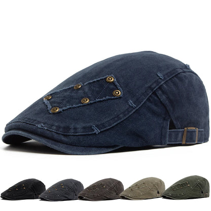 Vintage Rivet Newsboy Cap Men Women Fashion Washed Cabbie Beret