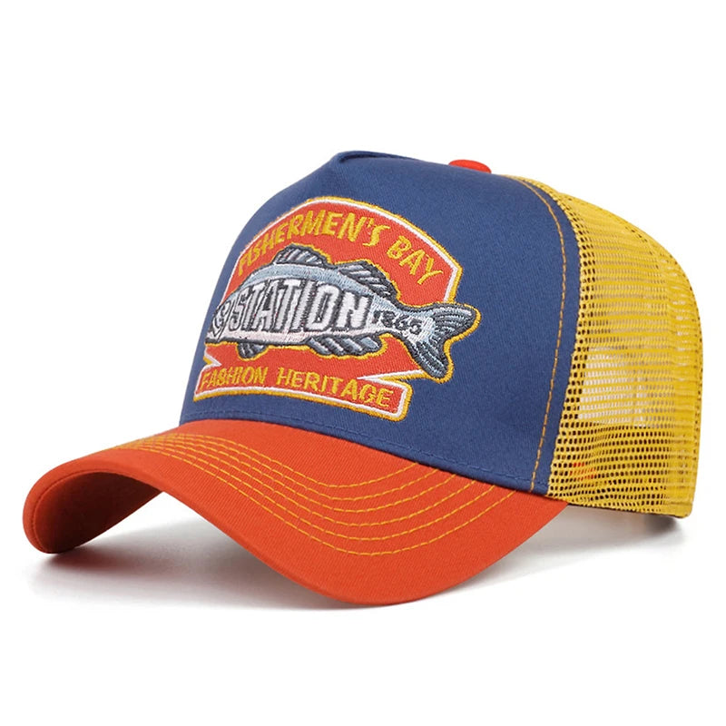 Personalized Fashion Hip Hop Hat Station Fishbone Embroidery Baseball Hat
