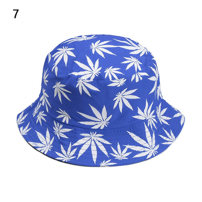 Panama Bucket Hat Candy Color/Hip Hop Maple Leaf Cotton