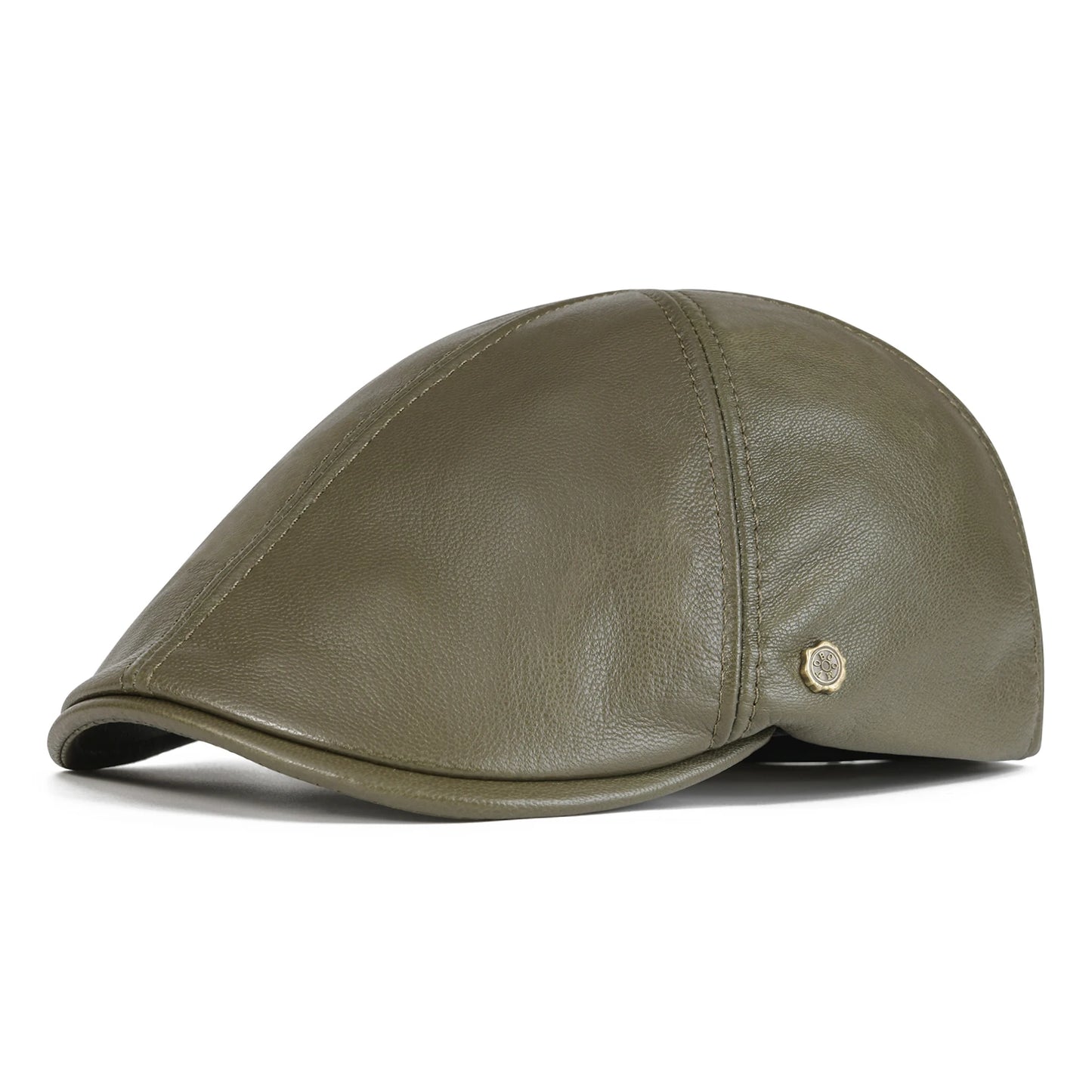 Lambskin Leather Ivy Newsboy Caps 6 Panel Cabbie Beret Hat