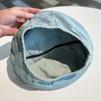 Retro Denim Beret Cap For Women Spring Summer
