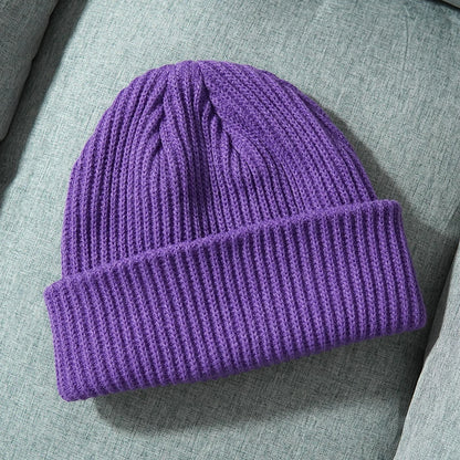 Unisex Solid Color Warm Knitted Beanies For Women Men Winter Autumn