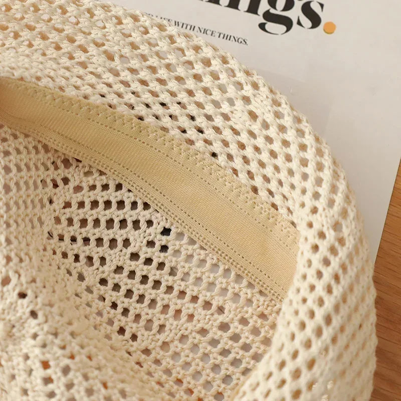 Straw Beret For Women Summer Sun Protection UPF 50+ Breathable Thin
