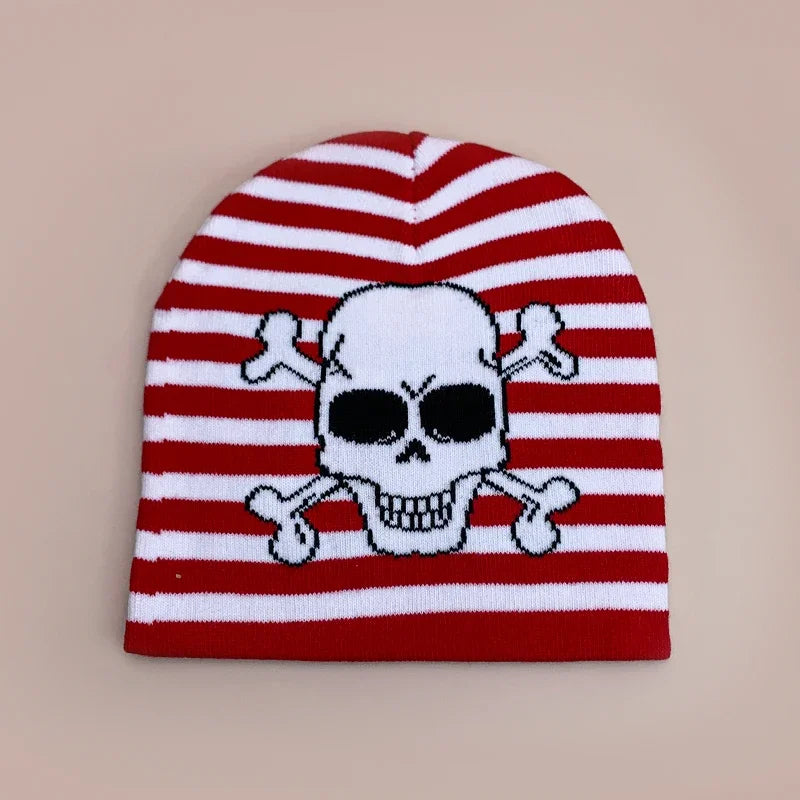 Skull Stripe Wool Knitted Hats Autumn And Winter