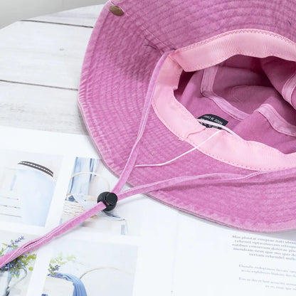 Unisex Washed Cotton Western Bucket Hats Men Women