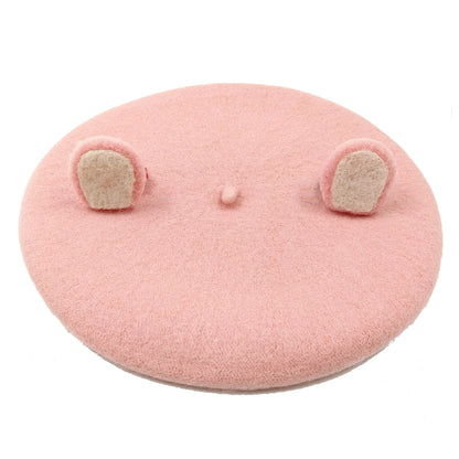 Women Handmade Beret Hat Female Hat Autumn Wool Felt Cloud Painter Cap