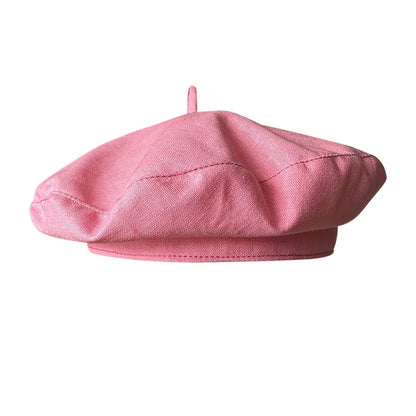 Spring Summer Yellow Linen Beret Korean Style Literary Painter Cap
